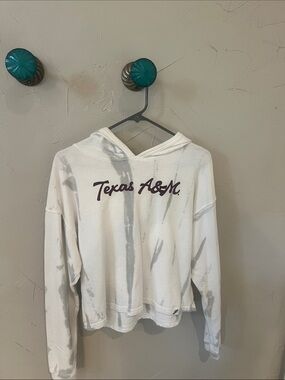 Texas A&M Unwind Women’s sweatshirt hoodie size small white w/ grey tie dye